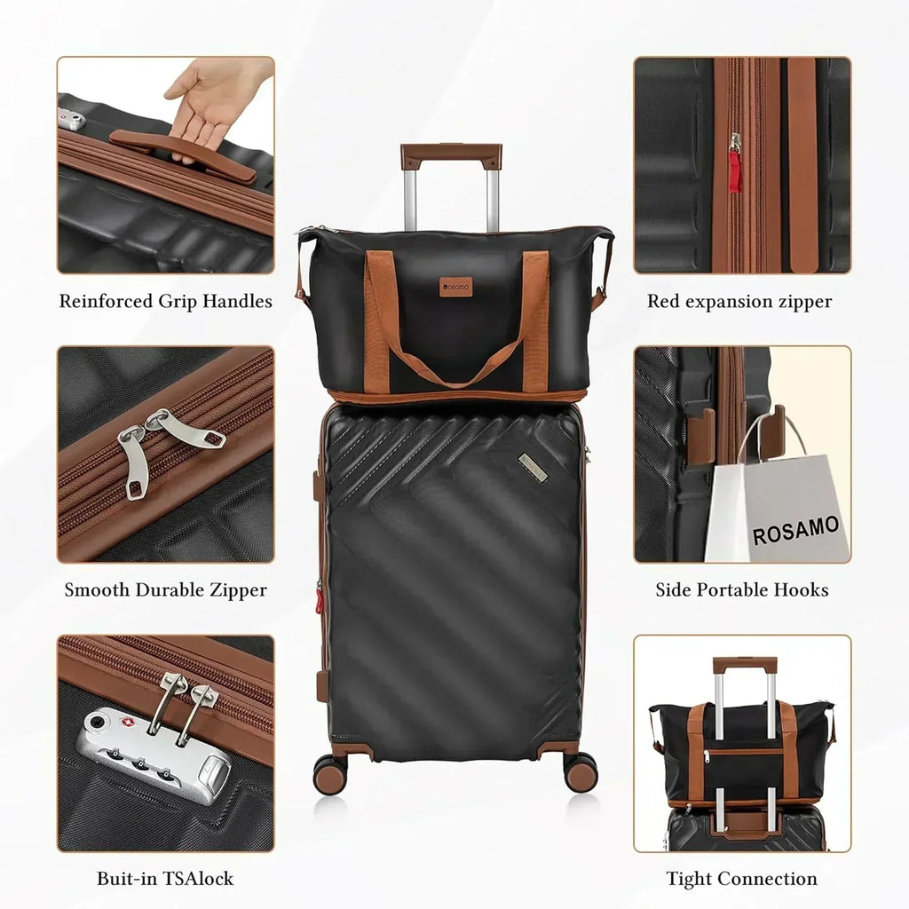 5 piece luggage set expandable suitcase 22x14x9 aviation certified durable waterproof travel set