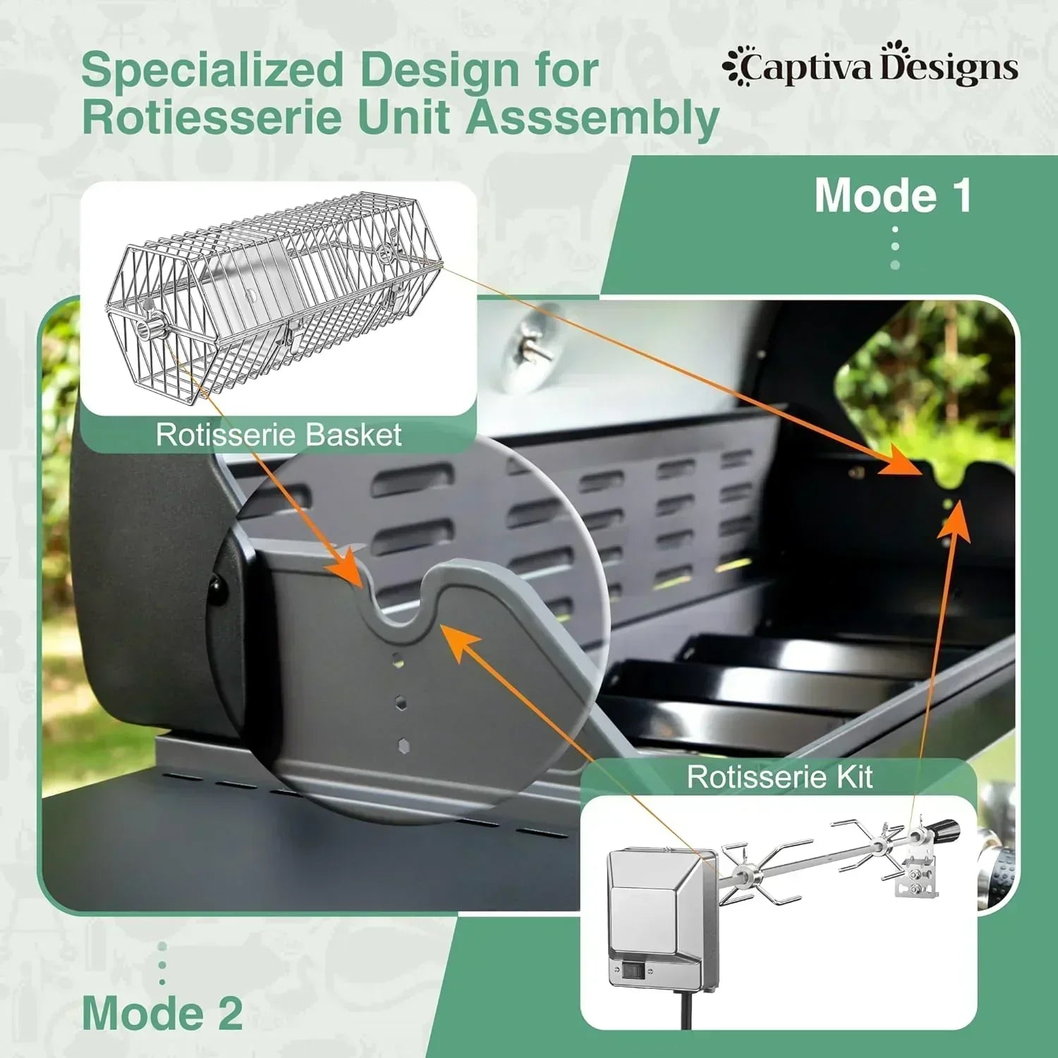 Captiva Designs 4-Burner Propane Gas BBQ Grill Side Burner Porcelain-Enameled Cast Iron Grates