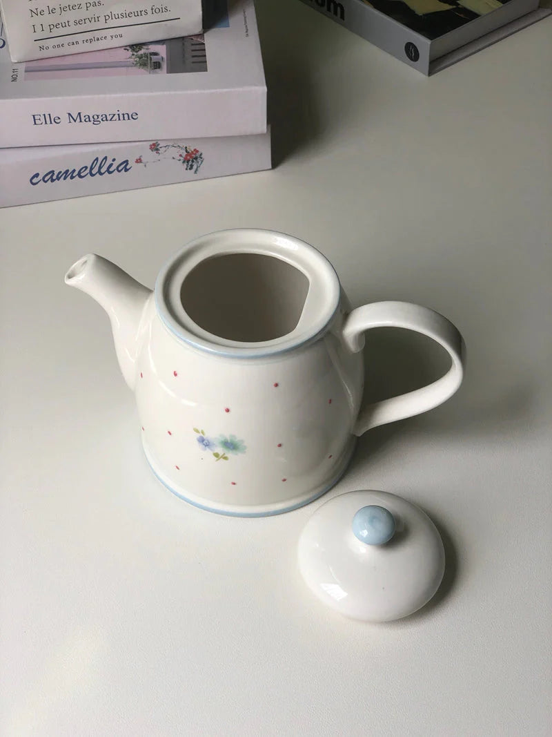 Hochwertiges europäisches Vintage-Teekannen- und Wasserkocher-Set aus Keramik, stilvoll für den Heimgebrauch