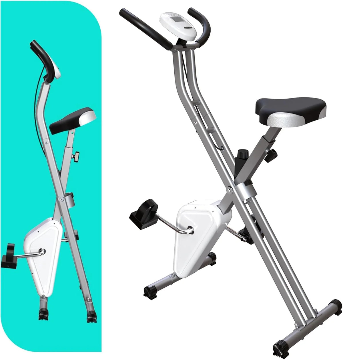 Foldable Exercise Bike Stationary Bikes for Home, 5 IN 1 Indoor Workout Bike, Cycling Bike with 16-Level Quiet Magnetic Resistance, 6.6 LBS Flywheel and 300LBS Capacity, 2025 Designed 817 X-bike