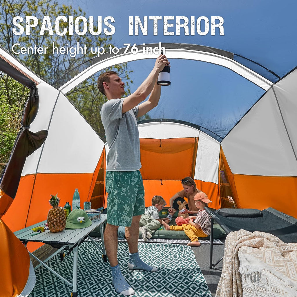 PORTAL 6/8/10 Person Family Camping Tent with Screen Room Water Resistant Big Tunnel Tent