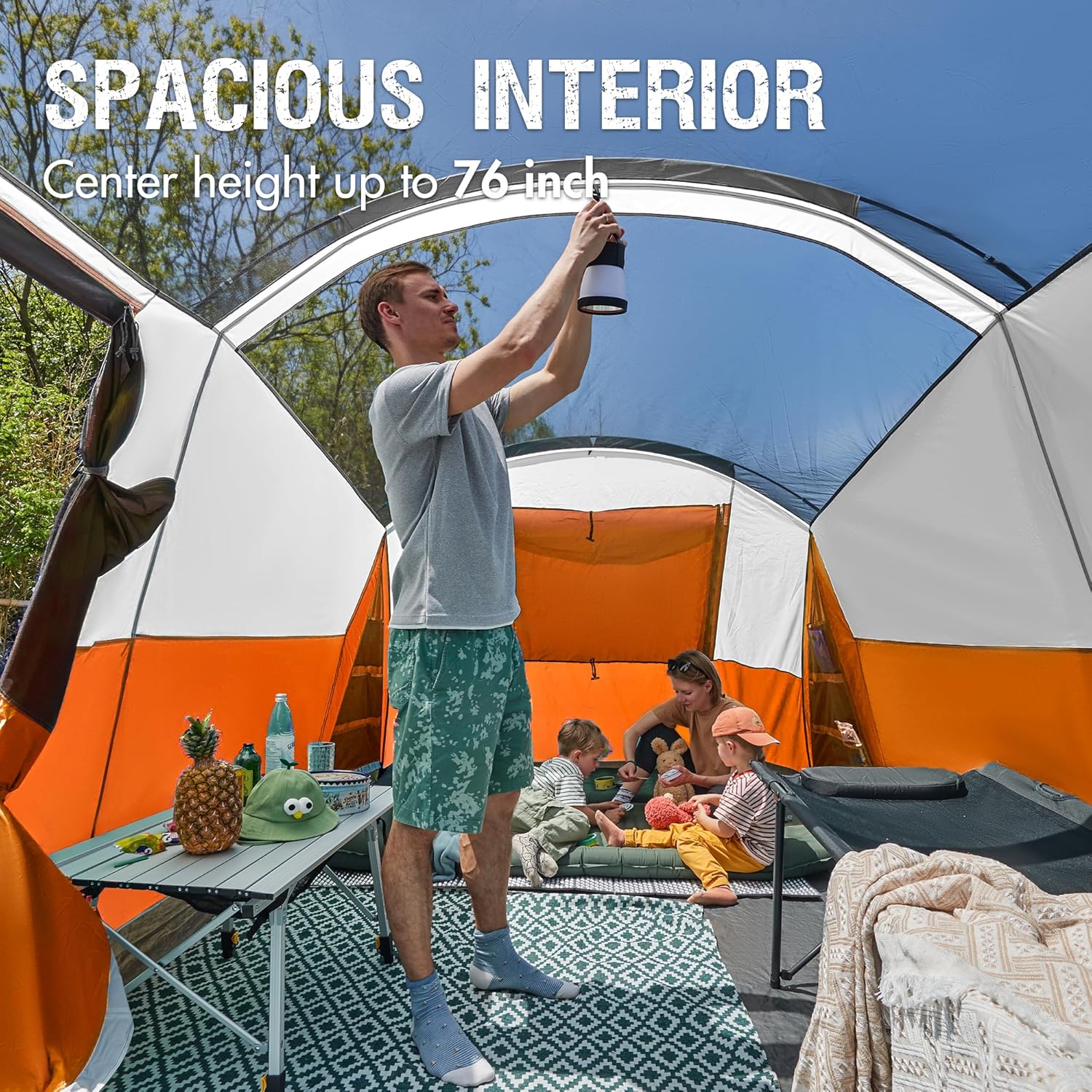 PORTAL 6/8/10 Person Family Camping Tent with Screen Room Water Resistant Big Tunnel Tent