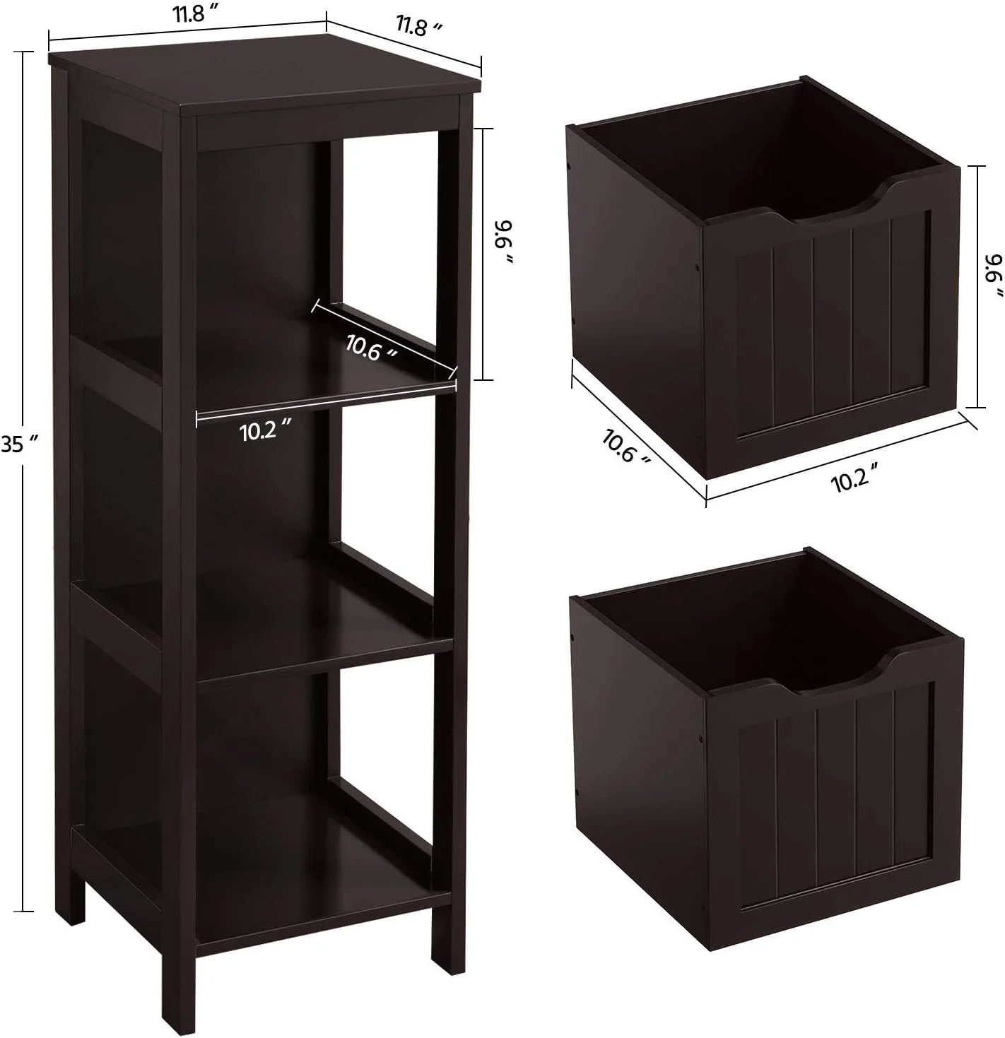 Yaheetech Bathroom Floor Cabinet, Wooden Storage Cabinet with 2 Drawers, Multifunctional Side Organizer Rack Stand Table, White