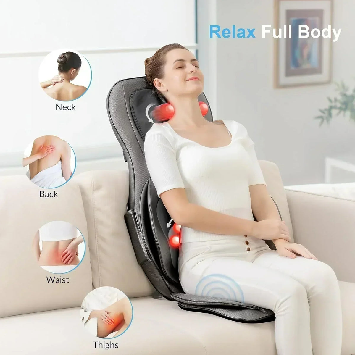 COMFIER Massager Chair with Heat Shiatsu Neck Back Massager Portable with Compress