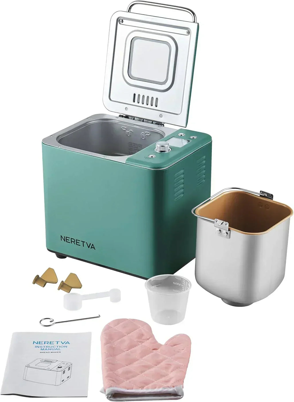 Neretva Bread Maker 20-in-1 2LB Bread Maker Dual Heater Bread Maker Automatic Ceramic Pan