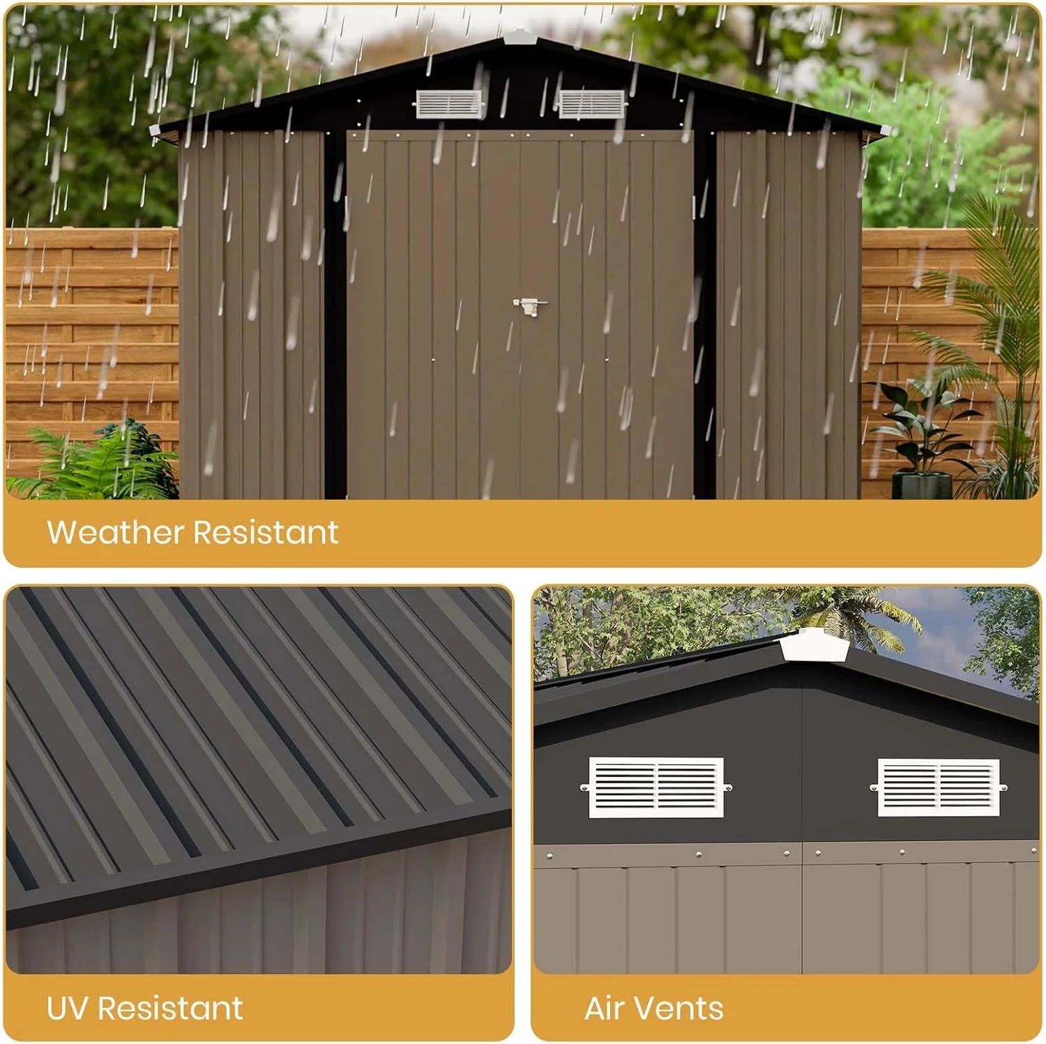 Patiowell 5x3 FT Outdoor Storage Shed Tool Shed with Sloping Roof and Lockable Door Metal Shed