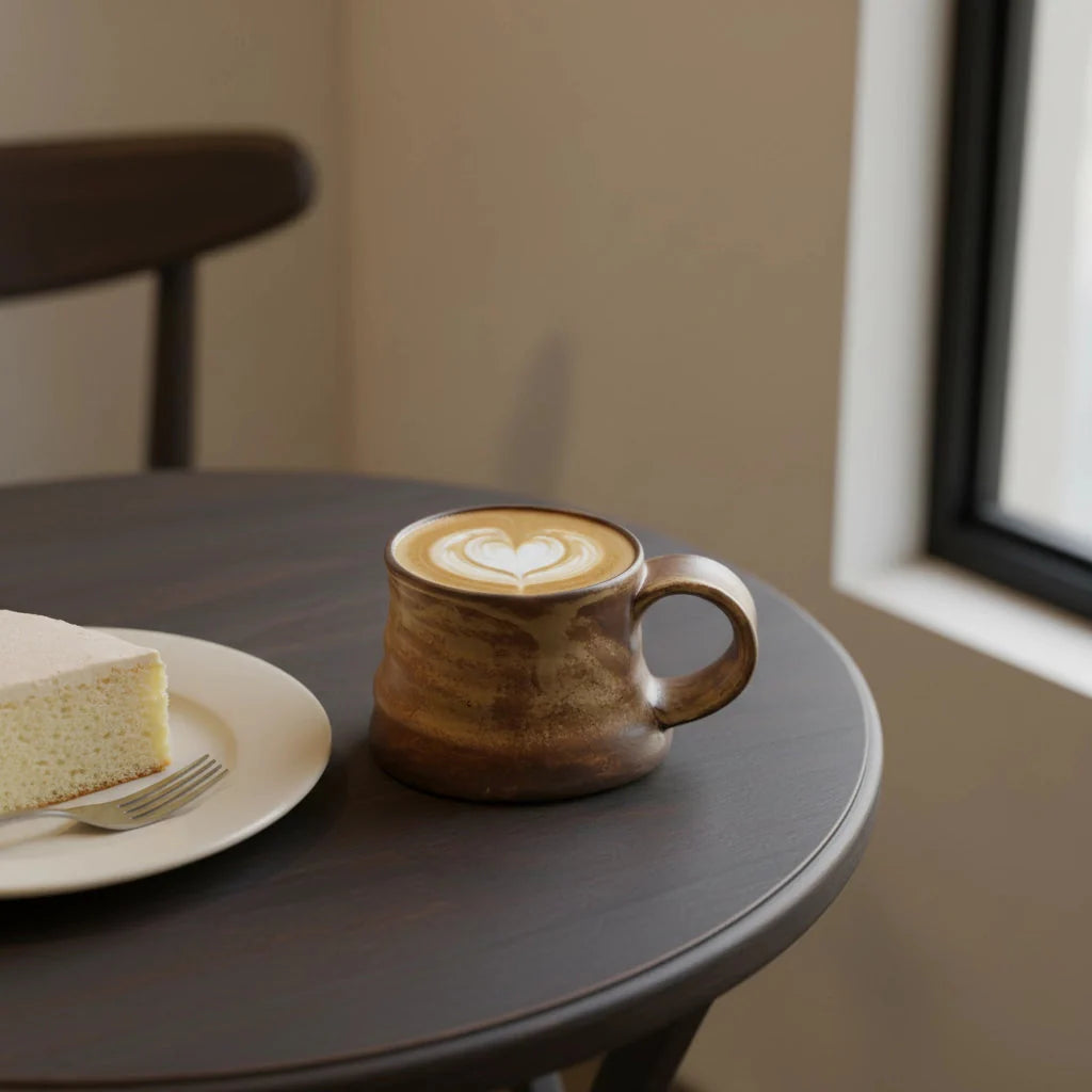 Rustikale Vintage-Kaffeetasse aus Keramik, handgefertigte Glasur, einzigartige Geschenktasse für Kaffeeliebhaber