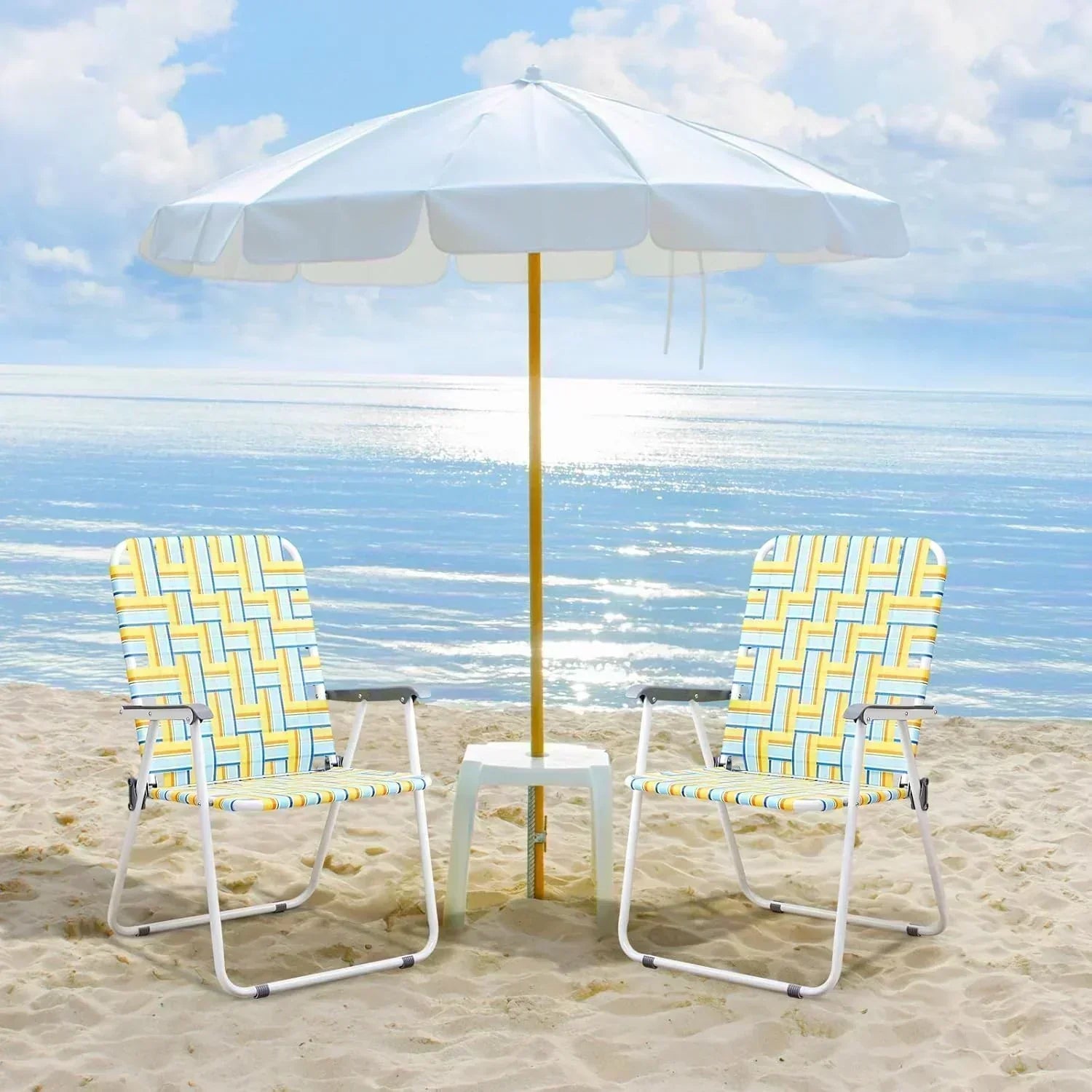 VINGLI Patio Lawn Webbed Folding Chairs Set of 2 Outdoor Beach Portable Lawn Chair