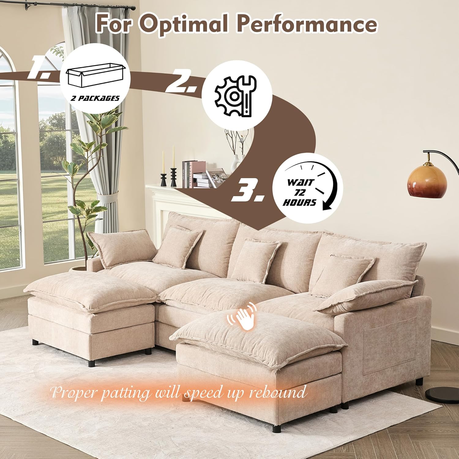 108 U-shaped sofa modular sofa three-seater comfortable cloud sofa