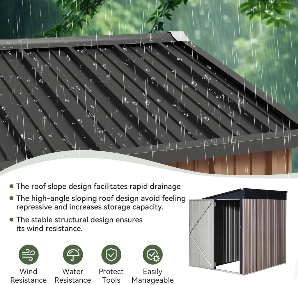 Aoxun 6.2x4 FT Shed Outdoor Storage Shed Metal Garden Shed Sloping Roof Tool Shed Bike Shed