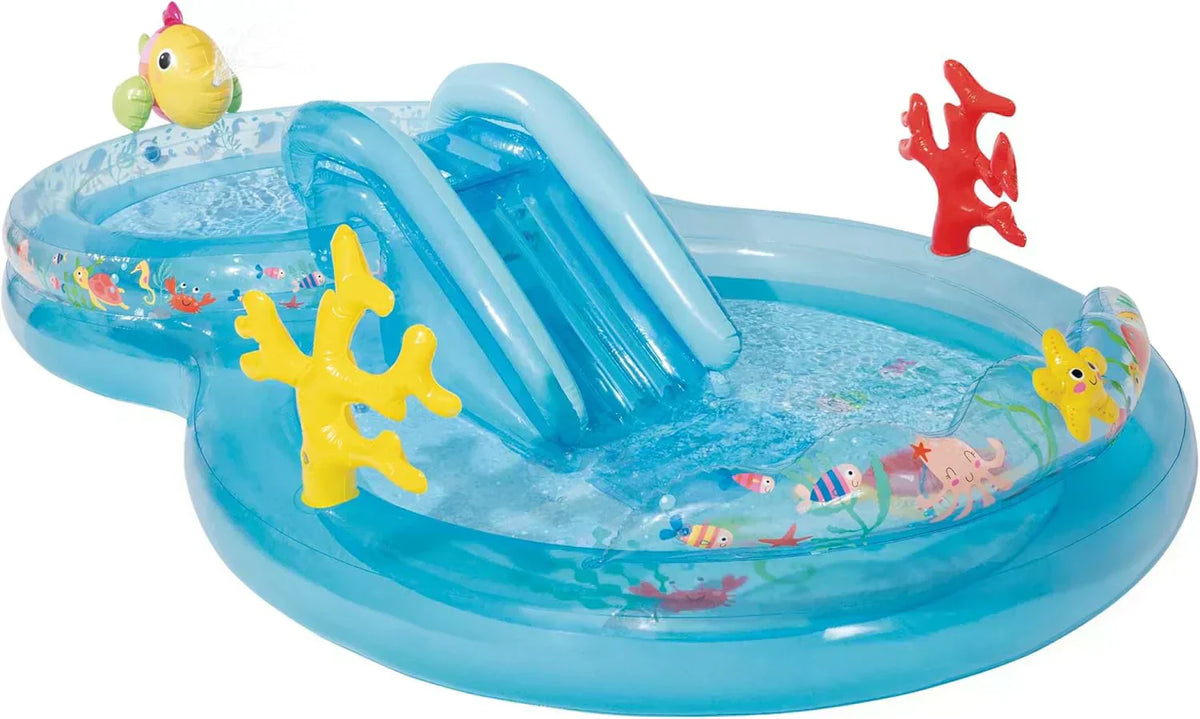 Intex 96 x 78 x 28 Inflatable Jungle Adventure Play Center Spray Kiddie Pool Water Slide