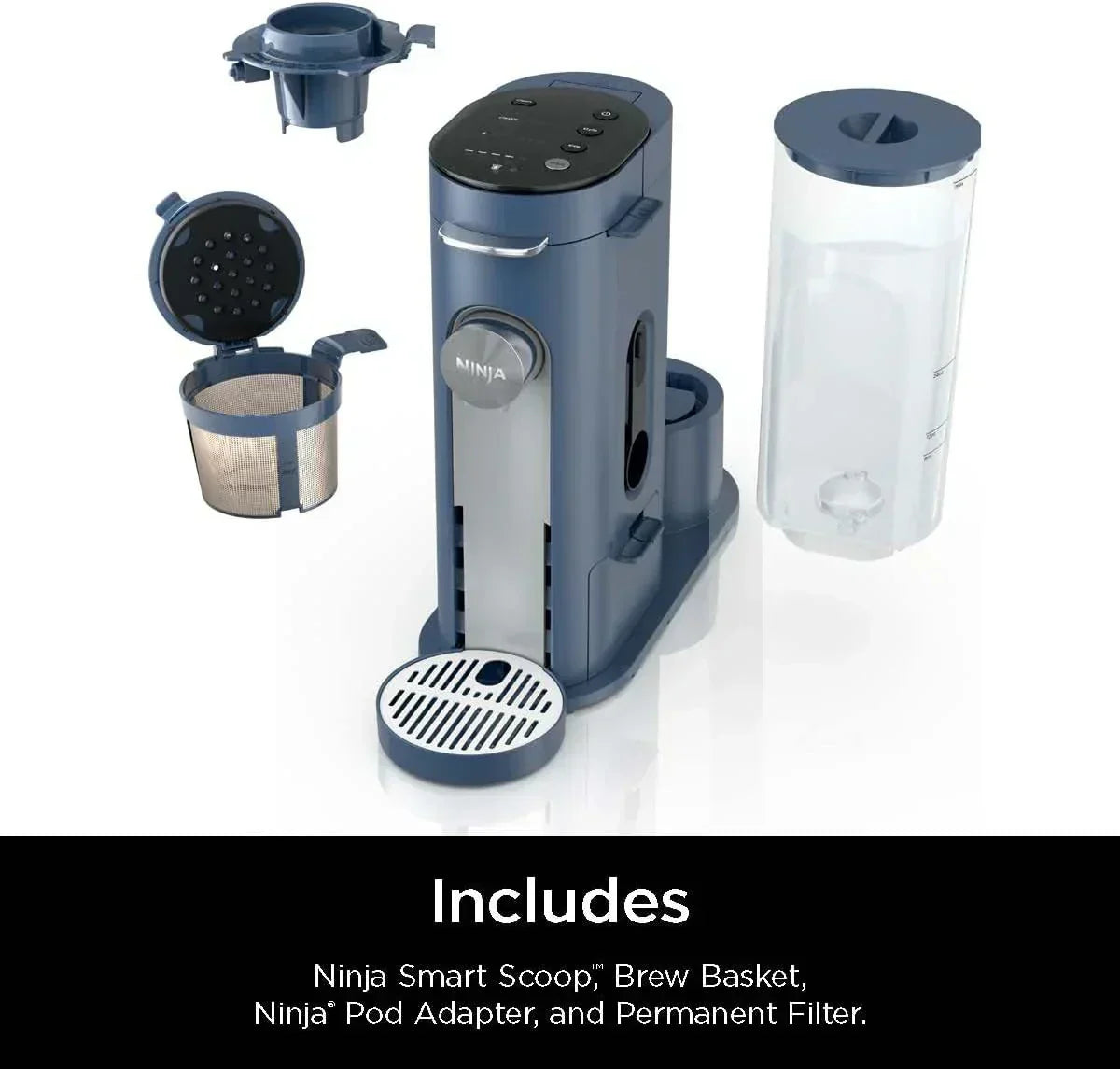 Ninja Pods Grounds Single-Serve Coffee Maker K-Cup Pod Compatible Brews Grounds Compact Design