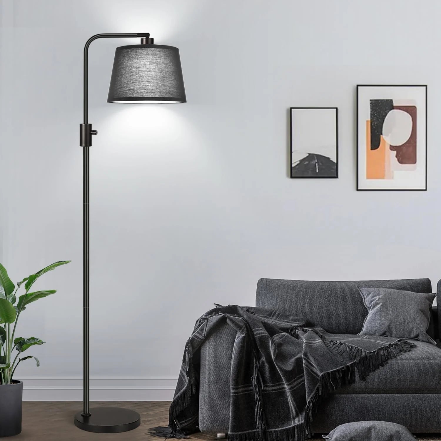Dimmable LED Floor Lamp with Adjustable Head and Edison Style Bulb