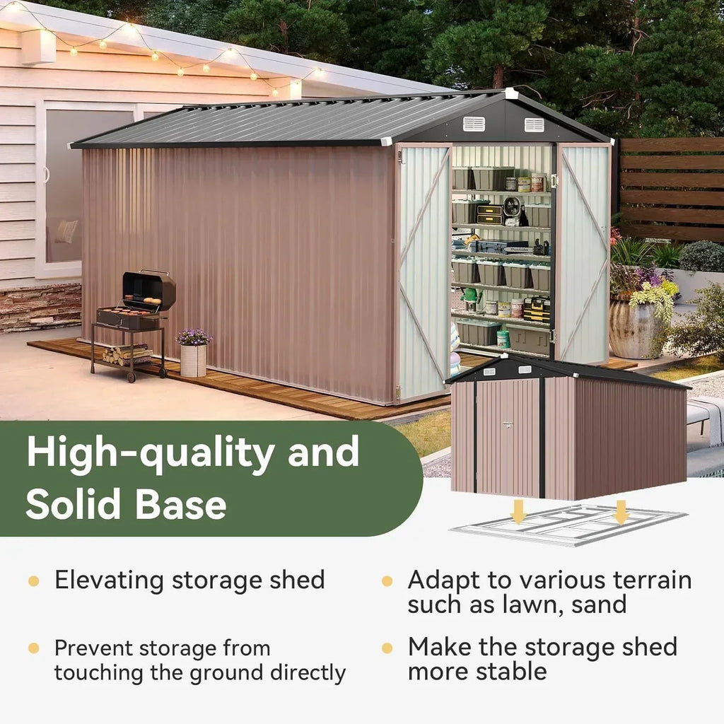 Aoxun 6.2x4 FT Shed Outdoor Storage Shed Metal Garden Shed Sloping Roof Tool Shed Bike Shed