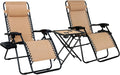 Amazon Basics Outdoor Patio Mesh Adjustable Zero Gravity Lounge Chair Recliners set of 2 with Side Table, 35 x 26 x 43 inches, Beige