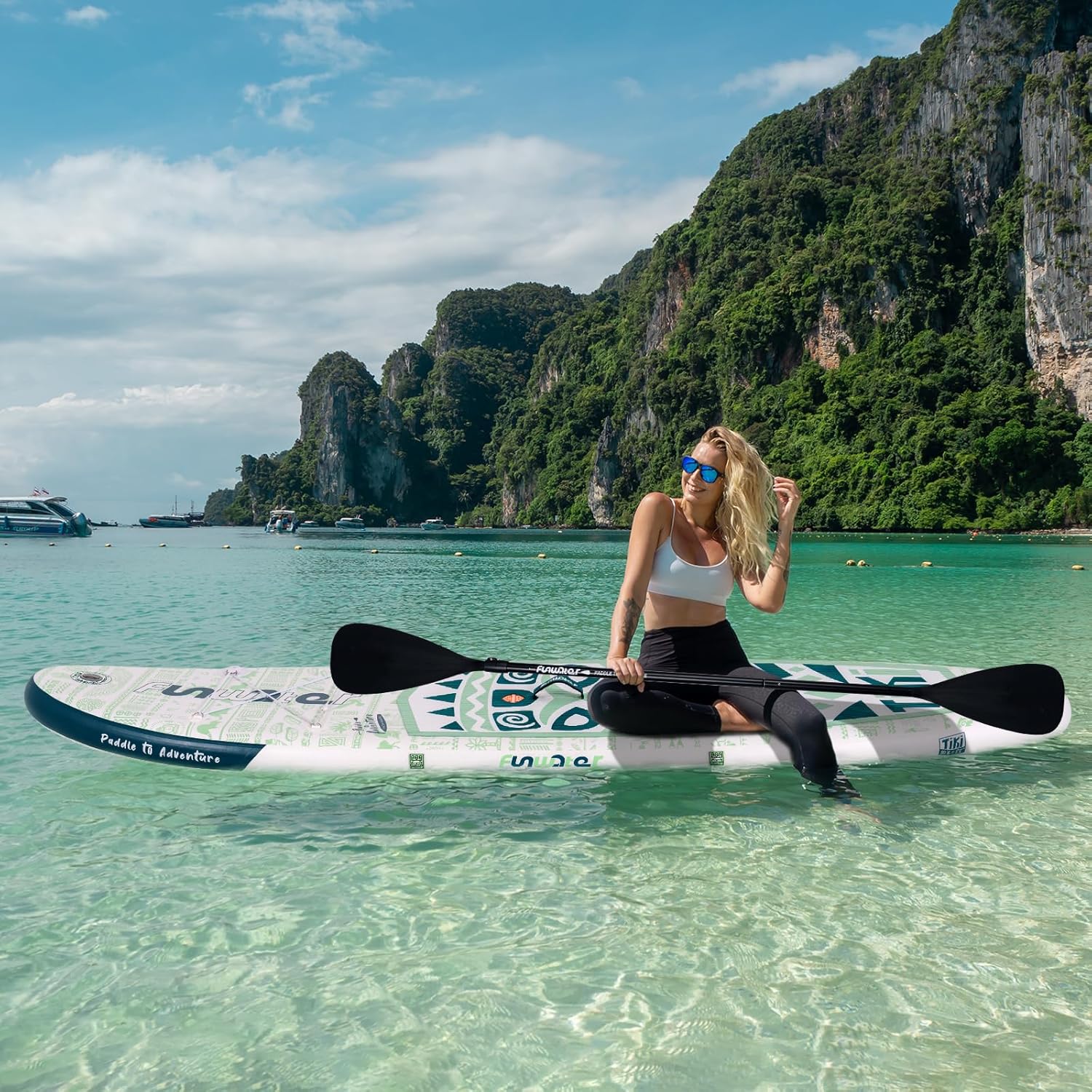 FunWater Inflatable Stand Up Paddle Board Premium SUP Paddle Accessories EVA Deck