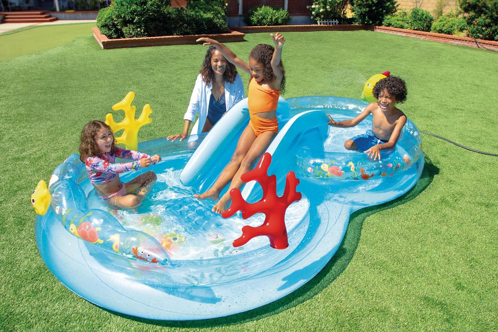Intex 96 x 78 x 28 Inflatable Jungle Adventure Play Center Spray Kiddie Pool Water Slide