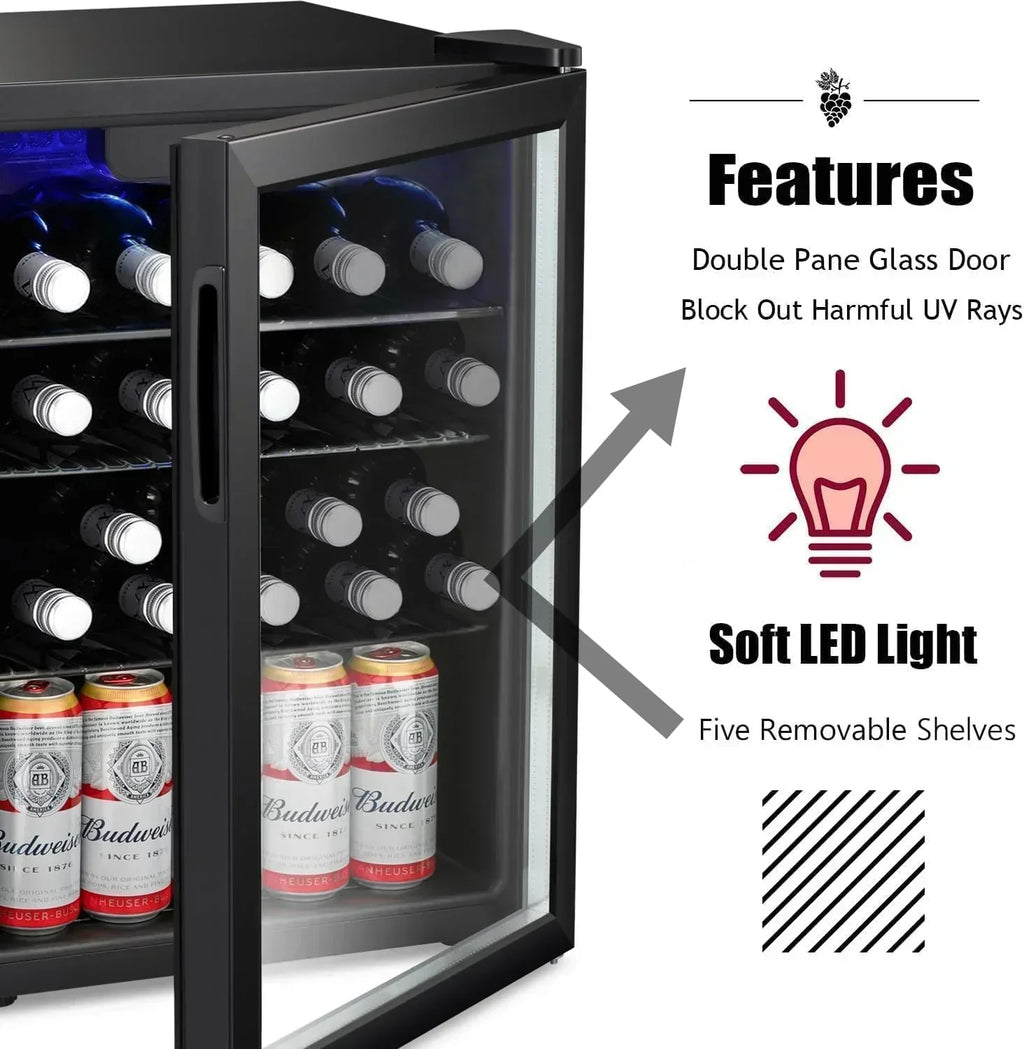 Antarctic Star 26 Bottle 130 Can Wine Cooler/Cabinet Beverage Refrigerator Cellar Beer Clear Glass