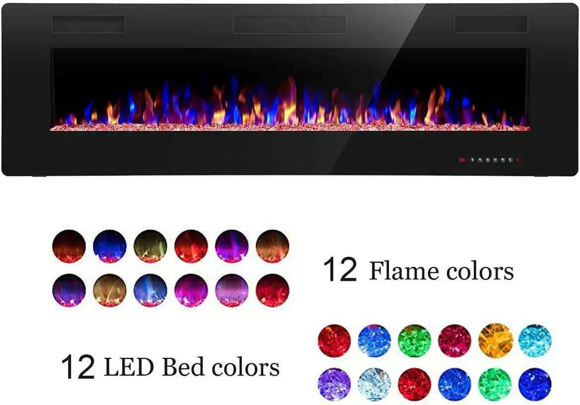 R.W.FLAME 60 Recessed and Wall Mounted Electric Fireplace Low Noise Fit for 2 x 6 Stud