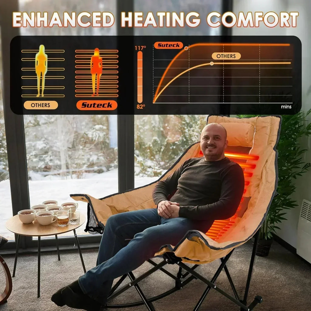 Heated Camping Chair Extra Large Heated Chair Outdoor Sports Chair with 3 Heat Levels on Back