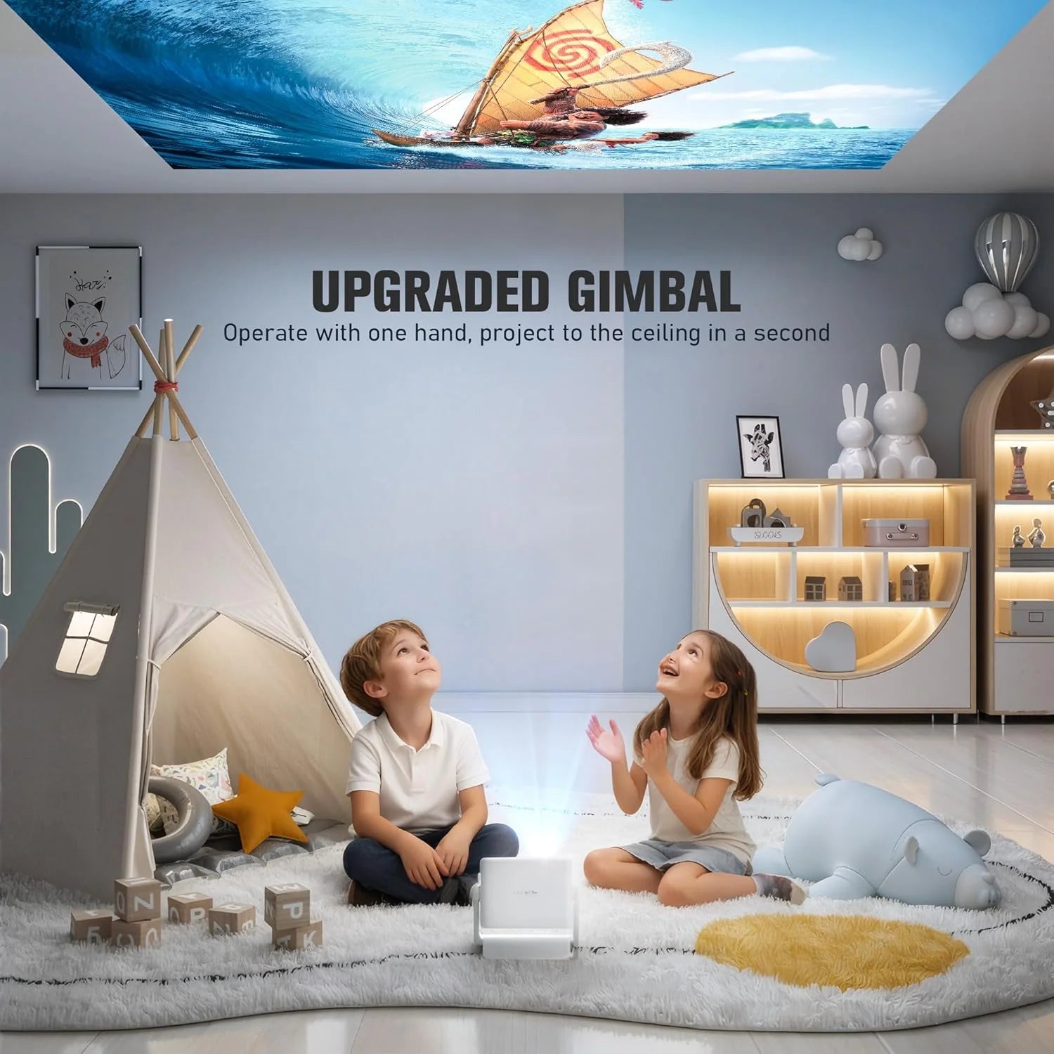 ��Officially-Licensed APP & 1800 ANSI��Smart Mini Projector with WiFi and Bluetooth 4K Support