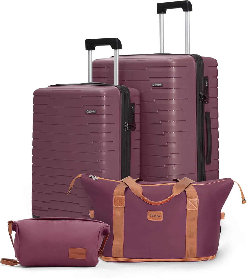 5-piece luggage set with wheels, ABS hardshell suitcase with spinner wheels