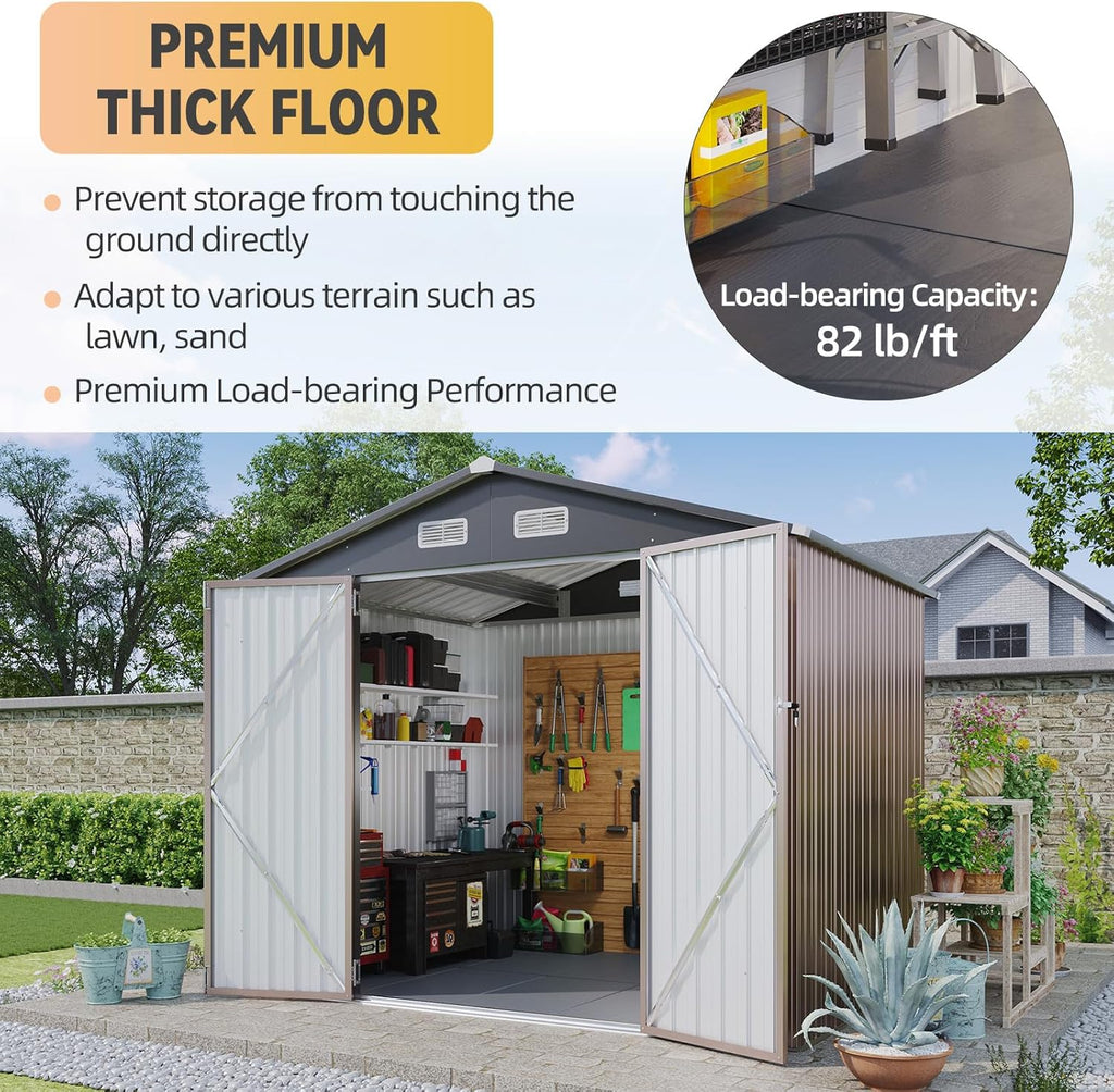 Aoxun 6.2x4 FT Shed Outdoor Storage Shed Metal Garden Shed Slooping Roof Tool Shed Bike Shed