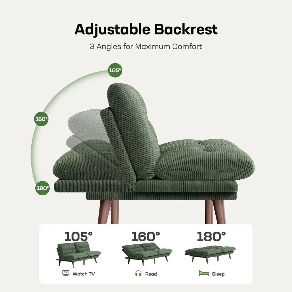 Futon Sofa Bed Futon Sofa Adjustable Back Armrests Converts to Small Sleeper Sofa Bed