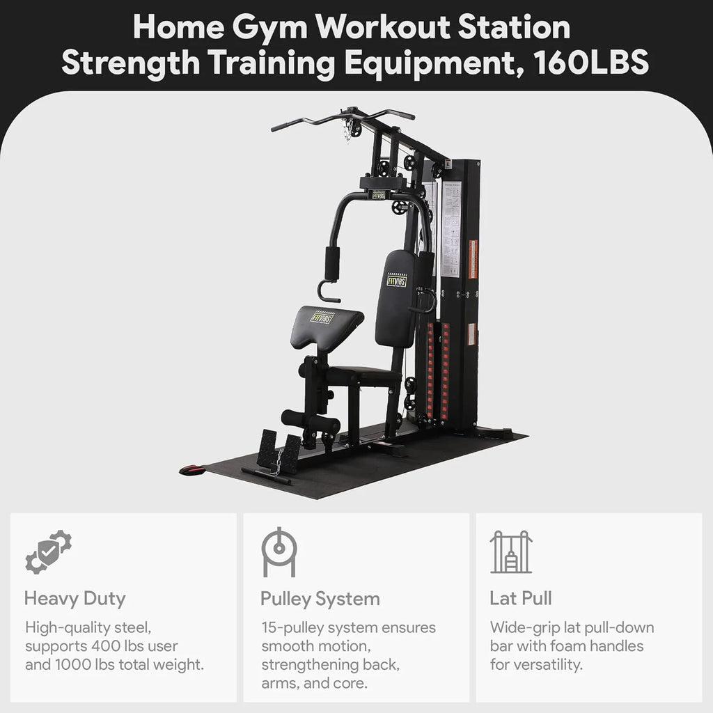 BalanceFrom Multifunctional Steel Frame Home Gym Machine with Floor Mat