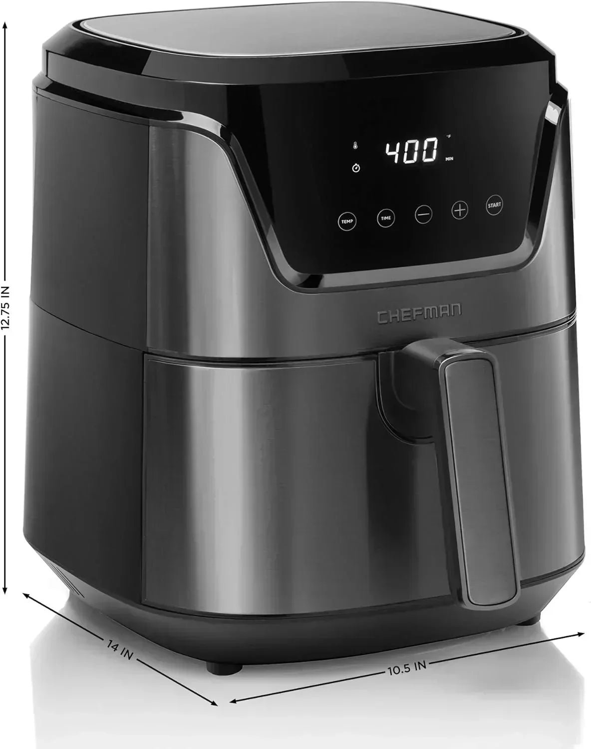 Chefman 6-Quart Double Basket Air Fryer Easy View Window uses two separate nonstick pans