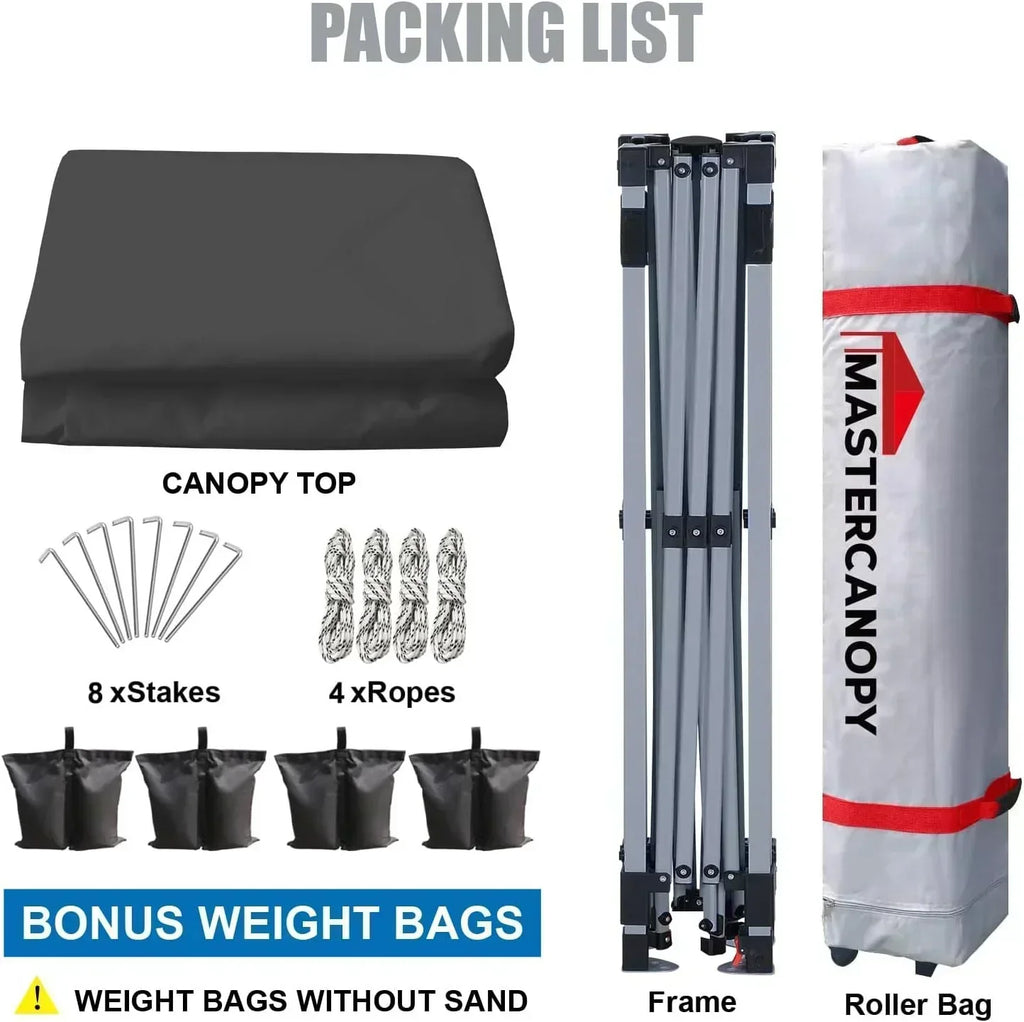 Durable Pop-up Canopy Tent with Roller Bag (10x10 Black)