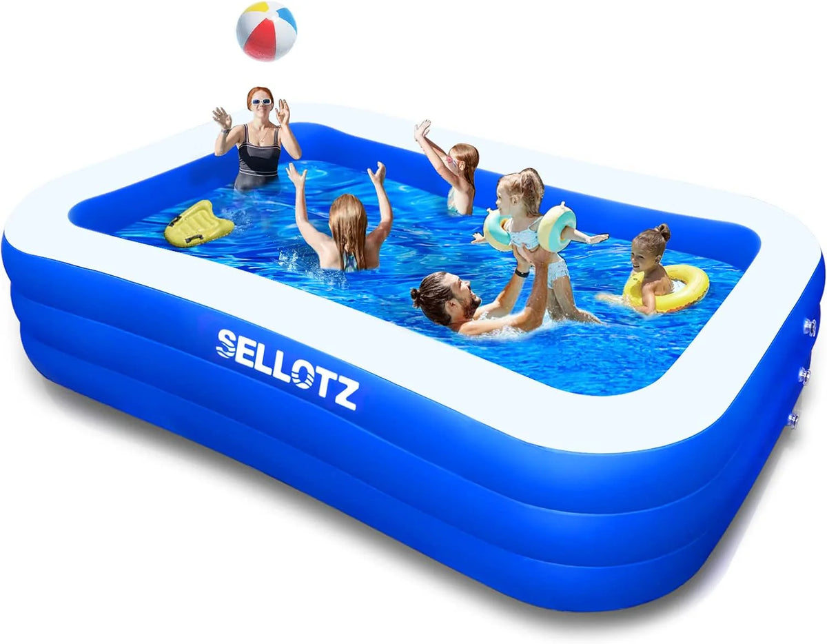 Inflatable Pool for Kids and Adults, 120 X 72 X 22 Oversized Thickened Family Swimming Pool for Toddlers, Outdoor, Garden, Backyard, Summer Water Party
