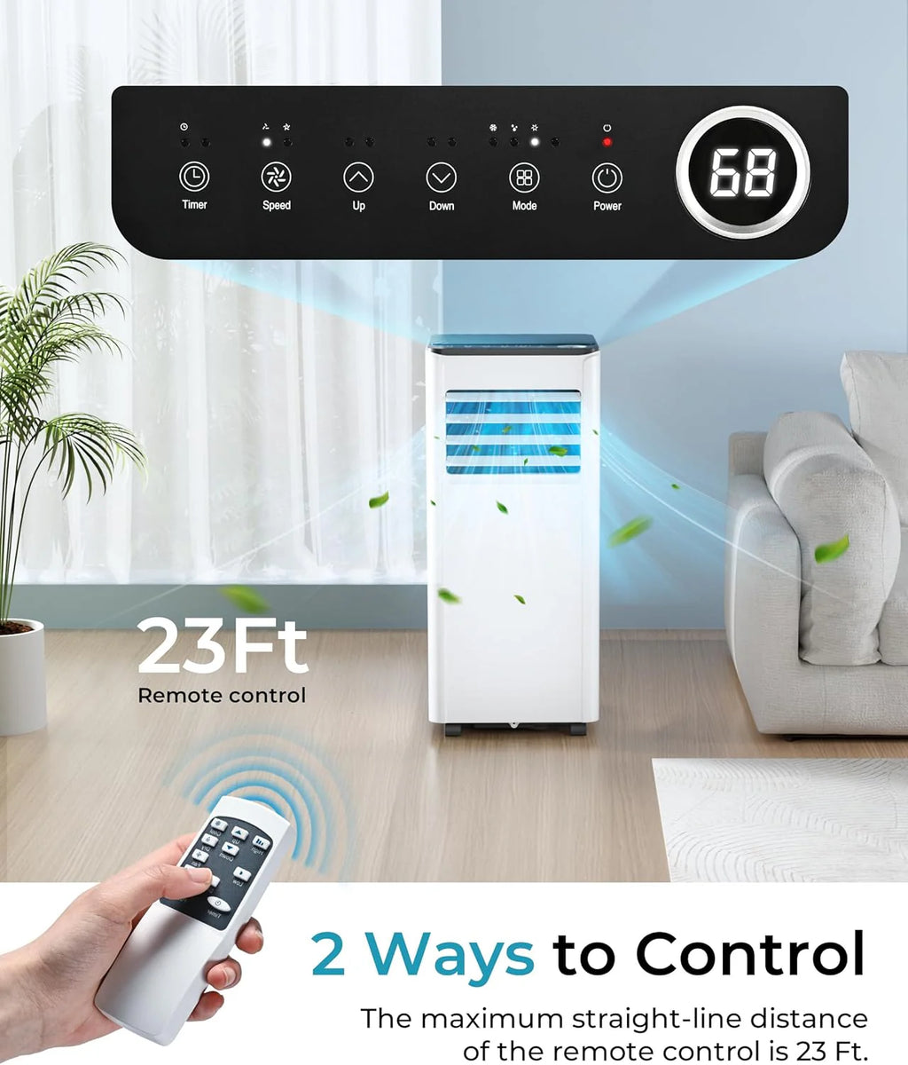 EUHOMY 8,000 BTU Portable Air Conditioners, 4-in-1 Portable AC Unit Up to 350 Sq.Ft, 4 Modes Quiet Air Conditioner with Remote Control, Cool, Fan, Dehumidifier, 24H Timer, Bedroom, Office, Apartments