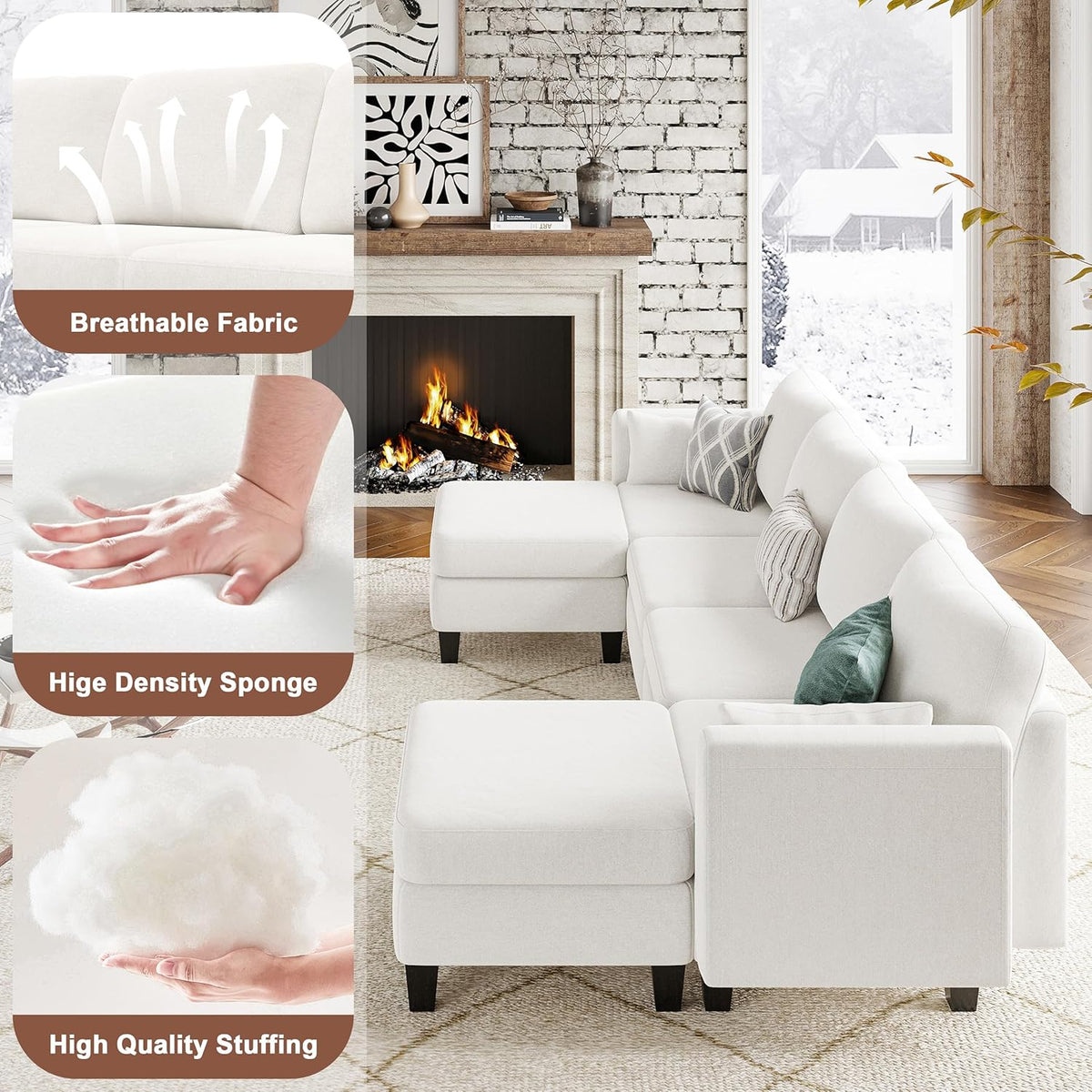 Modular Sectional Sof Convertible U Shaped Sofa Couch with High Density Memory Foam