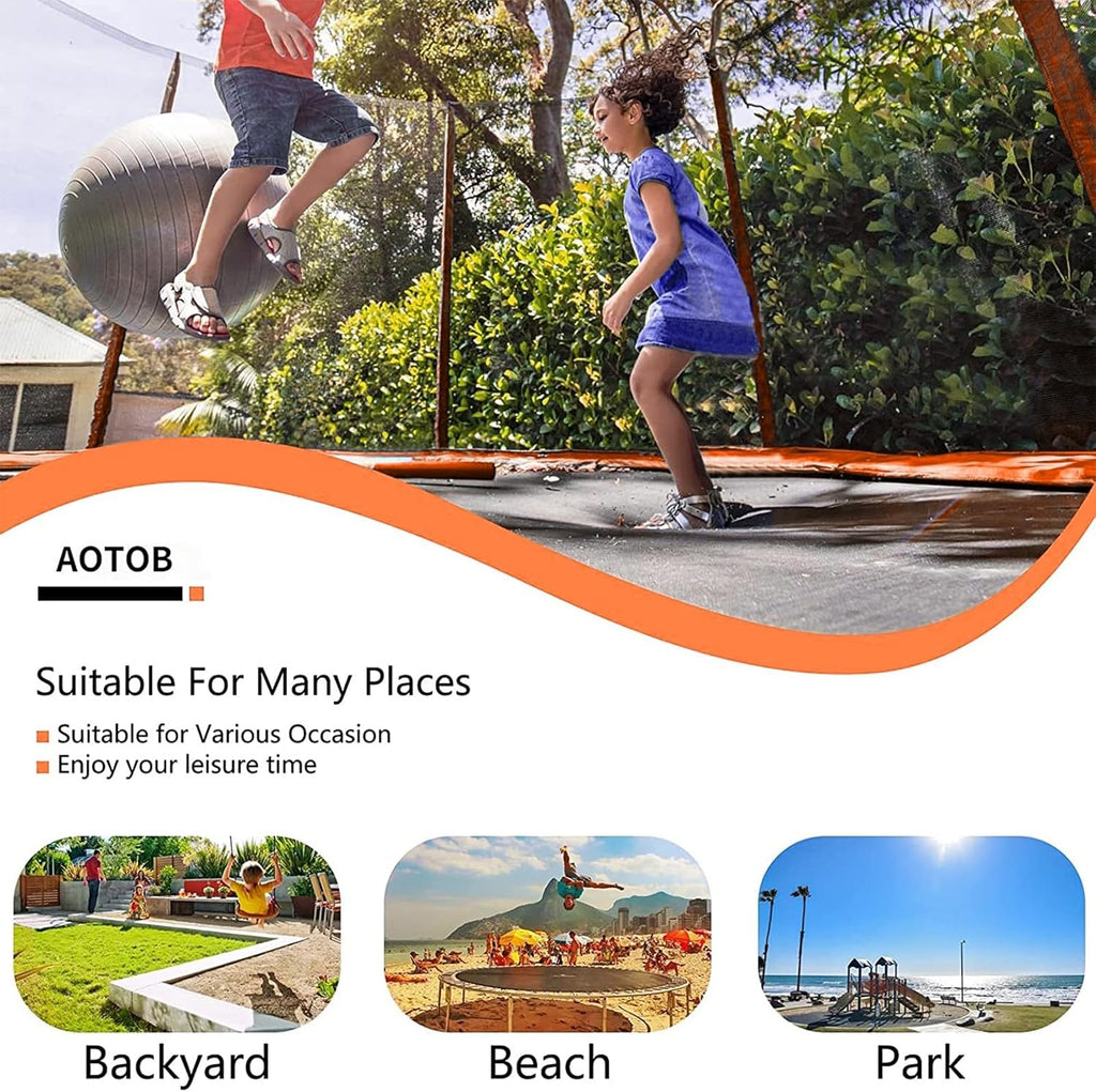 AOTOB 8FT 10FT 12FT 14 FT 15FT Trampoline with Safety Enclosure Net Outdoor Trampoline