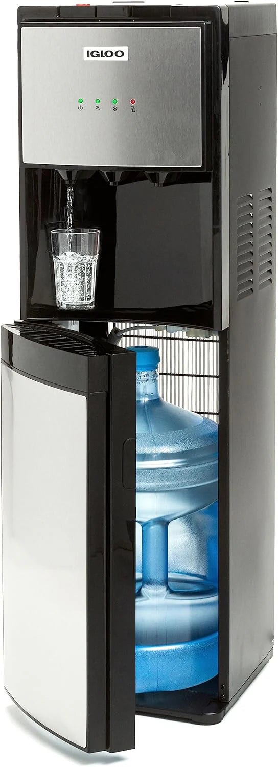 Igloo Bottom Loading Water Dispenser Stainless Steel, Holds 3 and 5 Gallon Jugs, Child Safety Lock