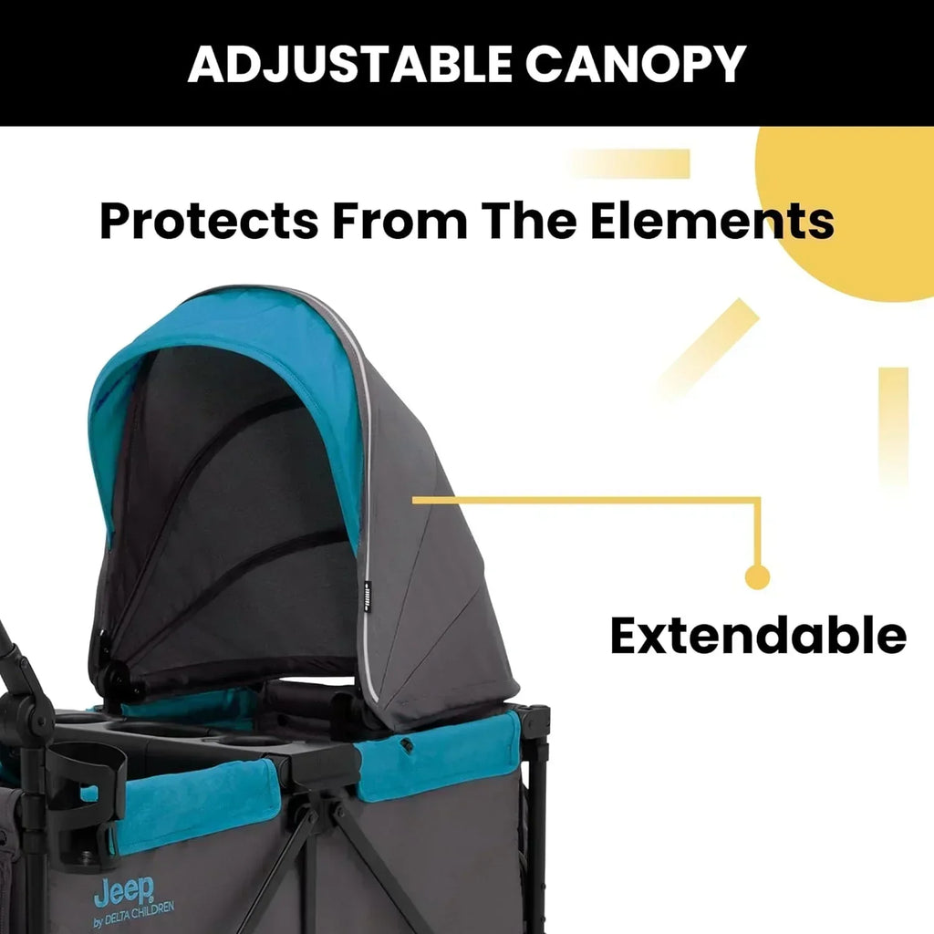 Jeep Sport All-Terrain Stroller Wagon by Delta Children Includes Canopy Parent Organizer