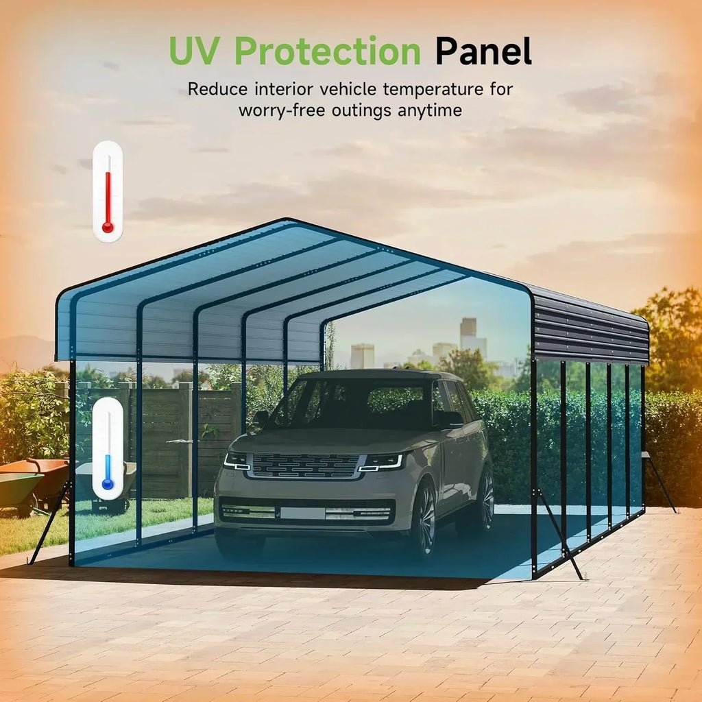 10'x15' Heavy Duty Metal Carport Outdoor Garage Car Shelter Shade with Heavier Frame