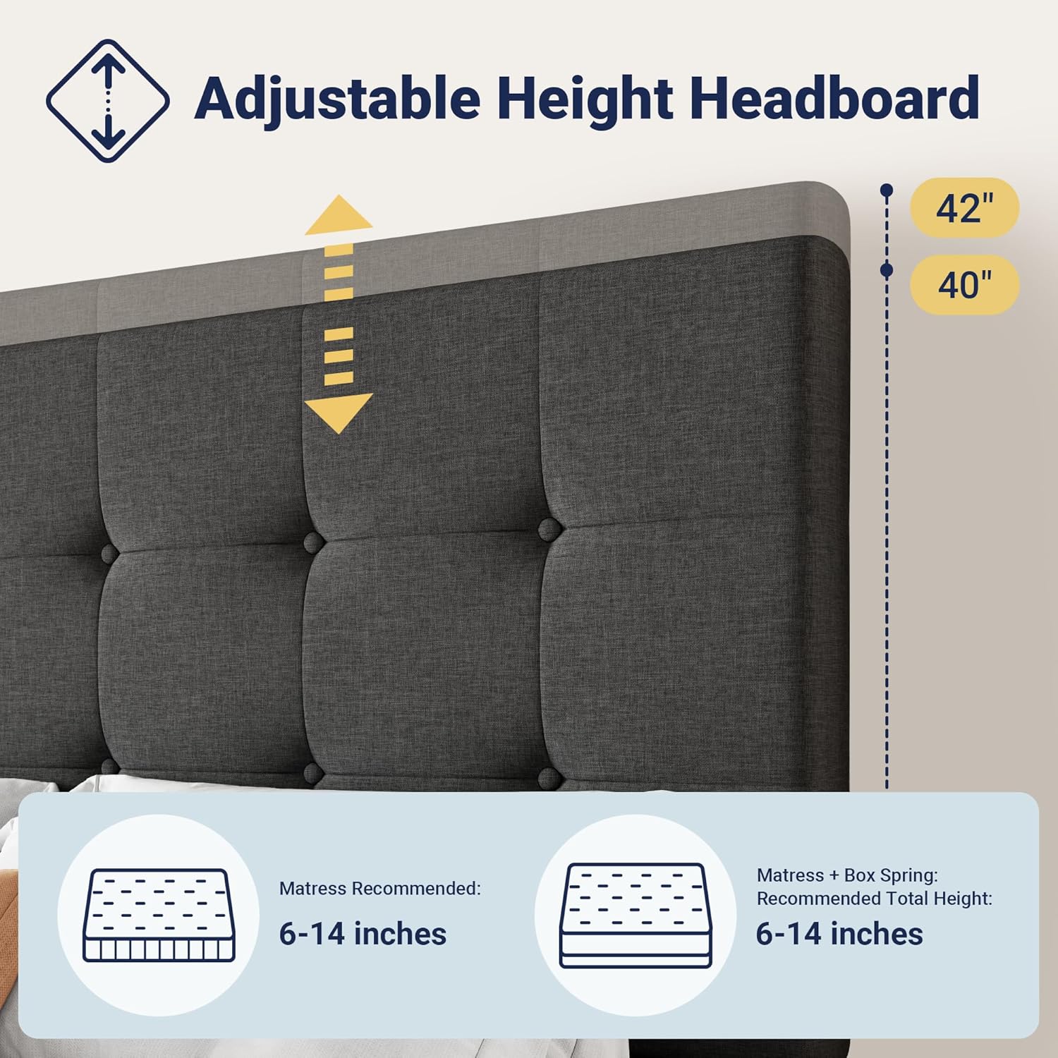 Allewie Upholstered Queen Size Platform Bed Frame with 4 Storage Drawers and Headboard