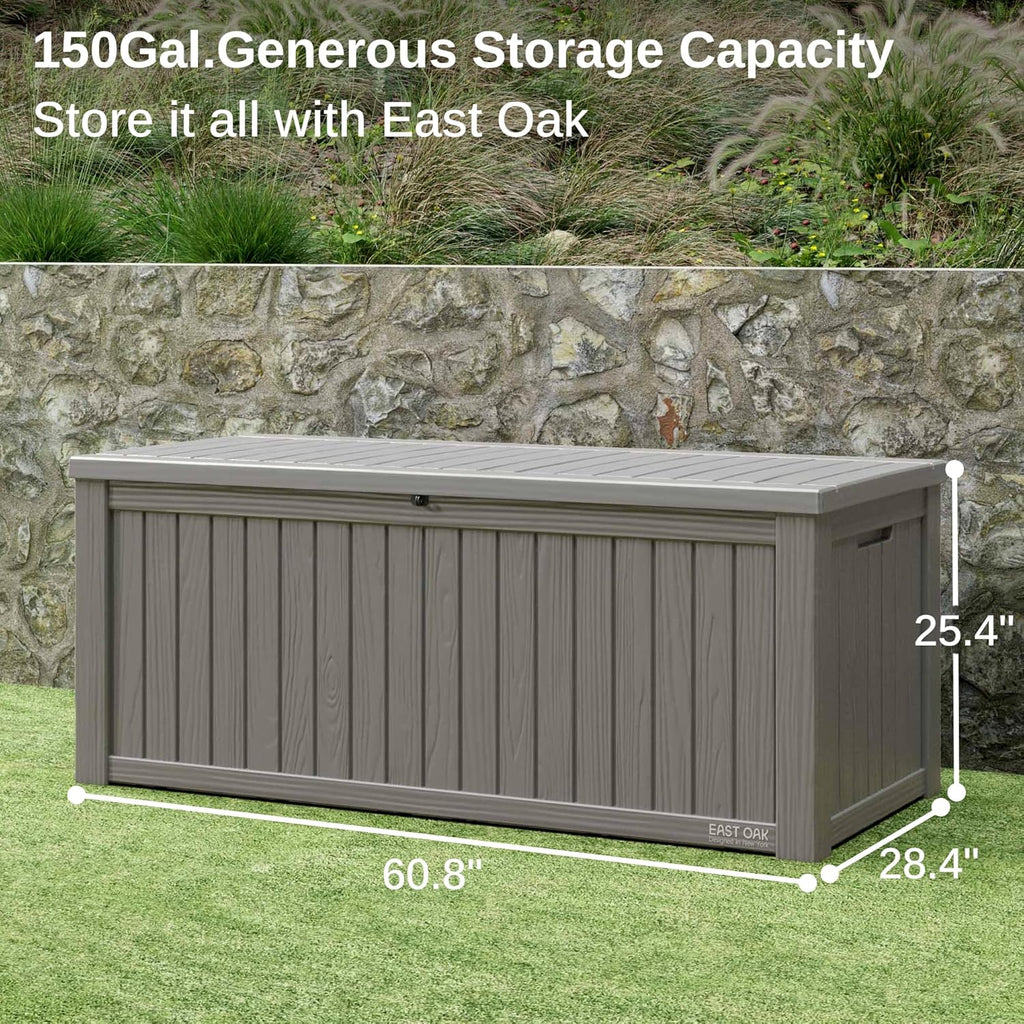 EAST OAK Outdoor Storage Box 60 Gallon Deck Box Indoor and Outdoor Use Waterproof Resin Storage