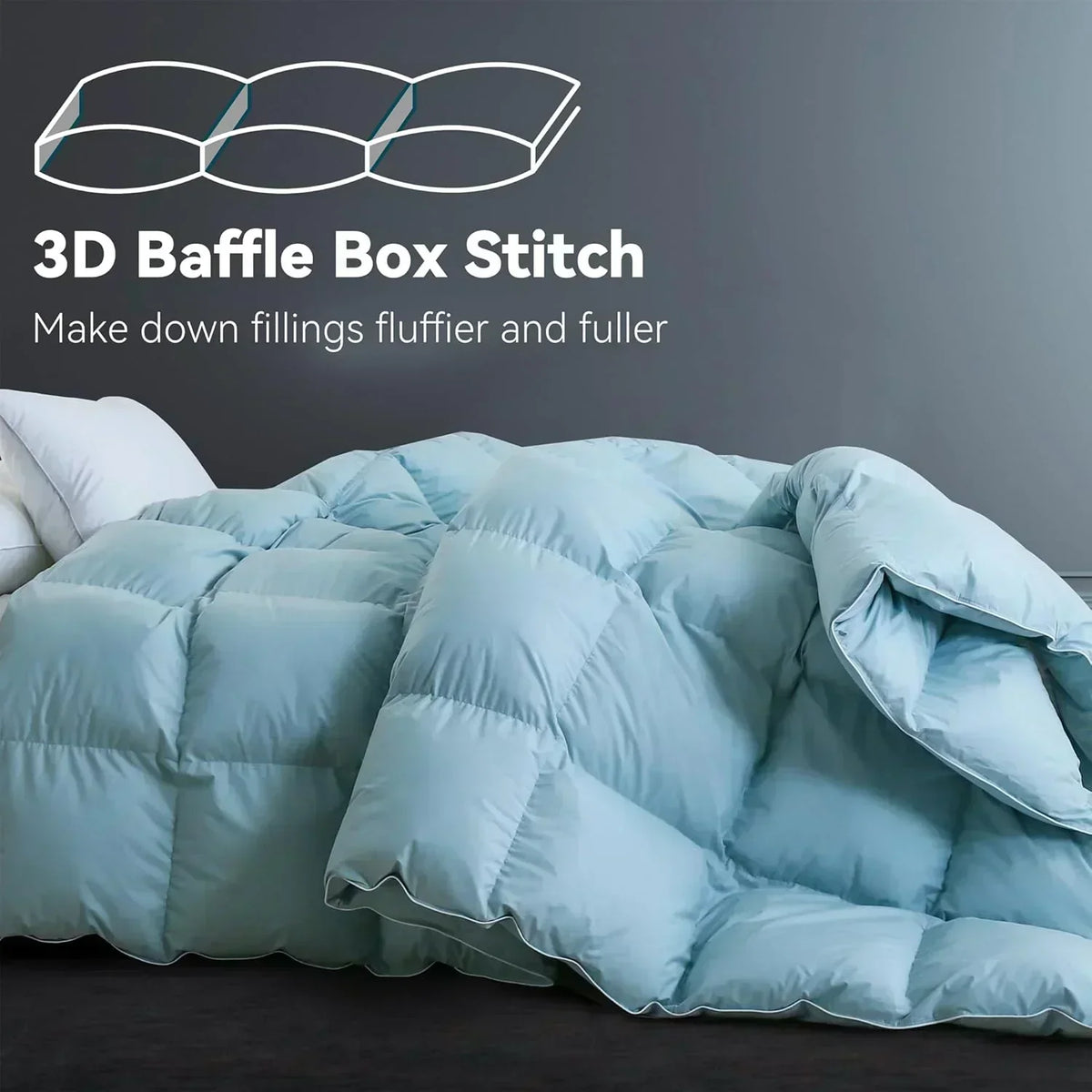 Premium Down Comforter 3D Baffle Box Design