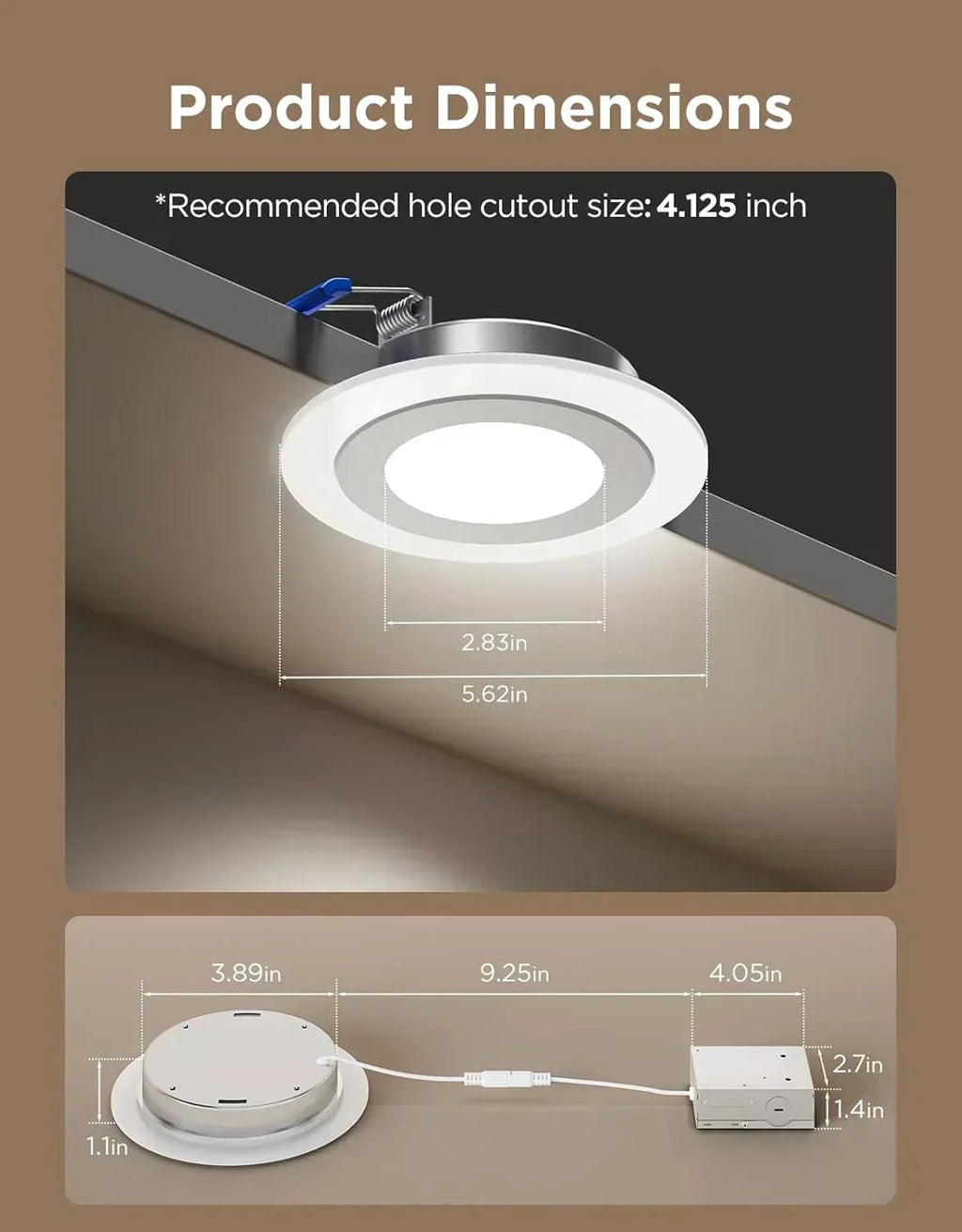 Smart Recessed Lighting 6 Dimmable 1100LM Canless Downlight with Junction Box