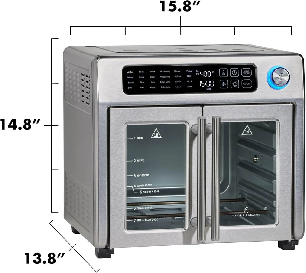 Extra Large French Door Air Fryer Toaster Oven Combo 24 Cooking Functions Digital Controls