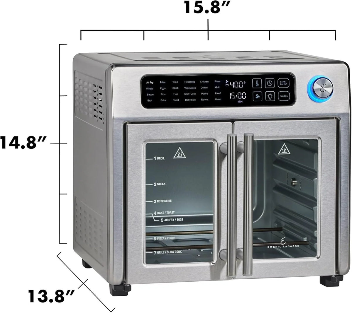 Extra Large French Door Air Fryer Toaster Oven Combo 24 Cooking Functions Digital Controls