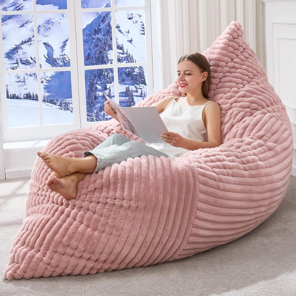 Hobestluk 3 in 1 Bean Bag Chair Giant Bean Bag Chairs Convertible Bean Bag Floor Cushion