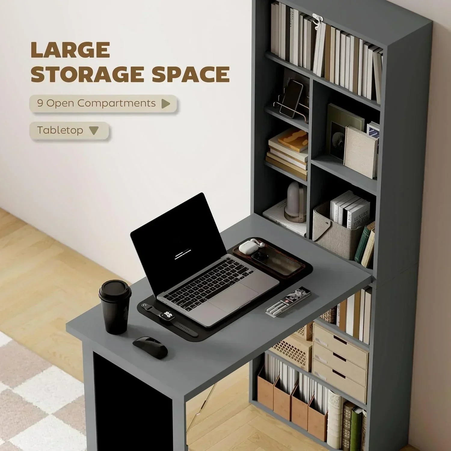 Folding convertible writing desk wall mounted desk cabinet multifunctional home workstation