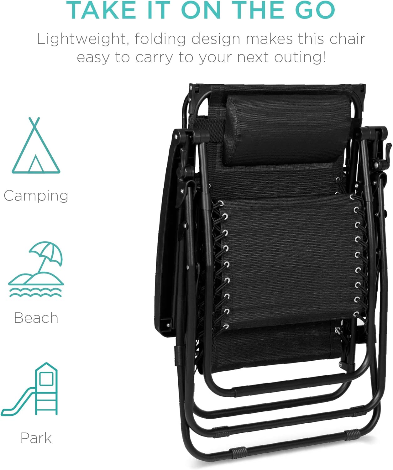 Best Choice Products Folding Zero Gravity Recliner Patio Lounge Chair Adjustable Canopy Shade