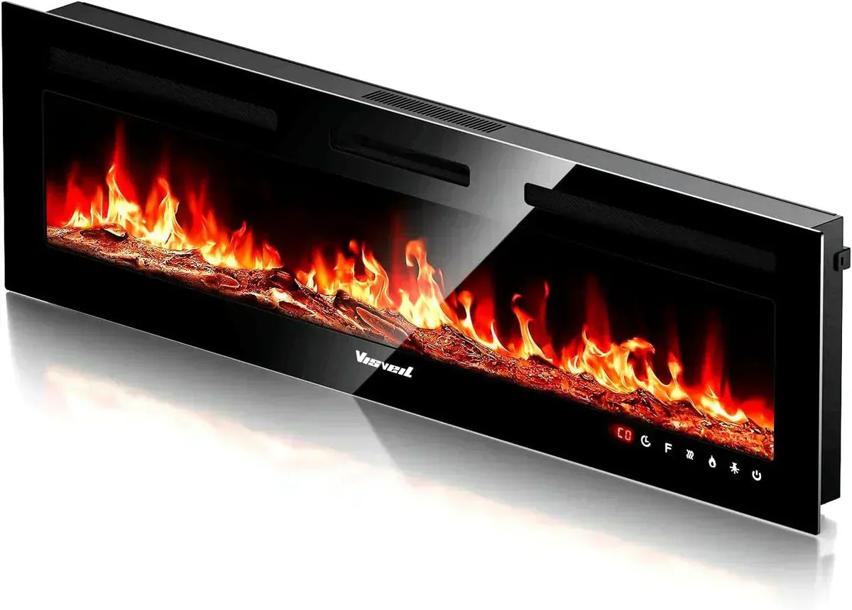 Electric Fireplace 60Inch Wall Mounted Electric Fireplace Heater with Timer Inserts TV Stand
