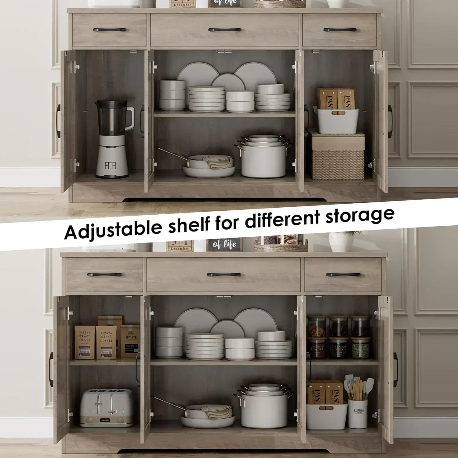 Sideboard with drawers large 55-inch sideboard modern farmhouse wood kitchen dining table