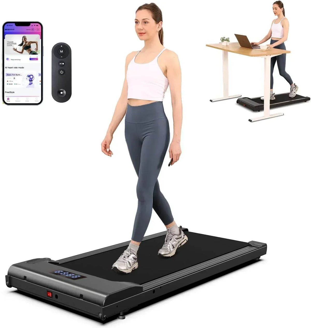 Lichico Walking Pad Under Desk Treadmill Ultra-Quiet Brushless Electric Jogging Treadmill
